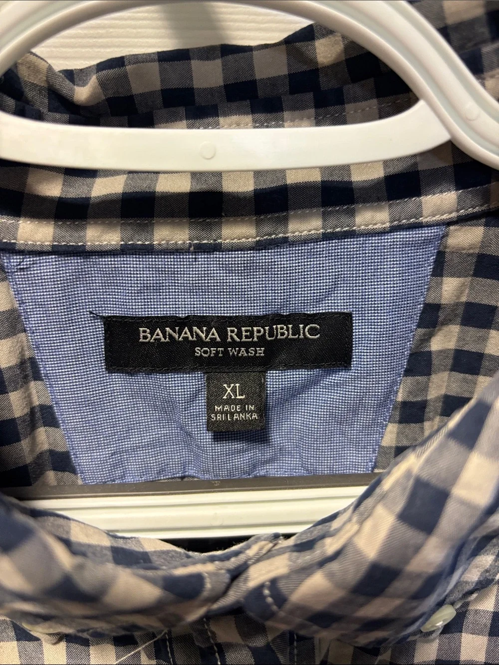 Banana Republic Navy and White Gingham Button-Down Shirt